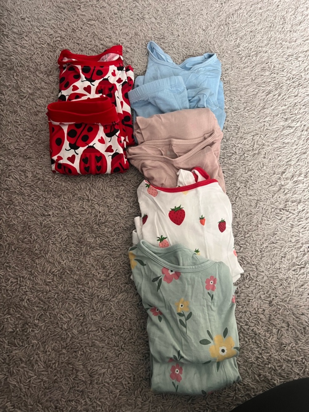 Kyte BABY Strawberry & Donut Print Pajama Set - White, Red, Purple, Blue, Pink